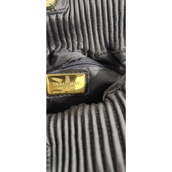 Paolo Masi Real Mink & Leather Shoulder Black Handbag, Mob Wife Aesthetic, Italy main image 5
